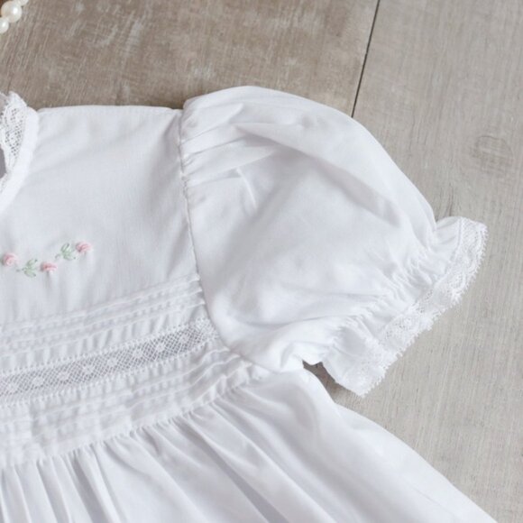 White Heirloom Dress Floral Bullions Feltman Brothers Embroidery Lace NWT - Picture 3 of 10